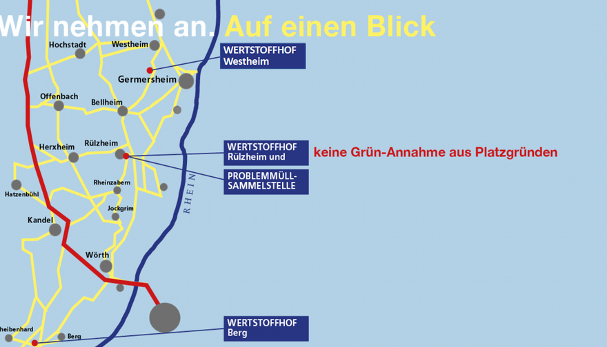 Übersichtskarte der Wertstoffhöfe im Landkreis Germersheim