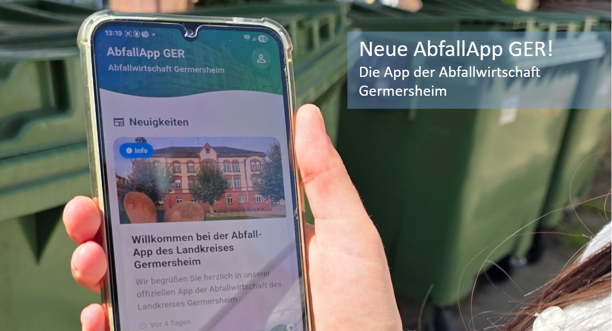 Die neue Abfallapp auf einem Smartphone wird angezeigt